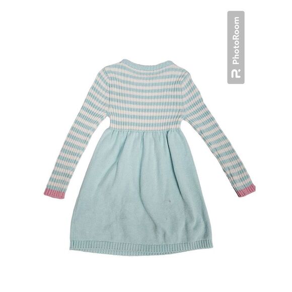 Christmas Snowman Knit Long Sleeve Sweater Dress Blue White and Pink Size S(5/6) - Picture 4 of 9